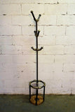 San Antonio Industrial Vintage  3-tier Pipe Coat Rack With Umbrella Holder & Six Hooks  Metal And Reclaimed/aged Wood Finish