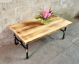 Corvallis Industrial  Rectangle Pipe Coffee Cocktail-table  Metal With Reclaimed Aged Wood Finish