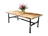 Corvallis Industrial  Rectangle Pipe Coffee Cocktail-table  Metal With Reclaimed Aged Wood Finish