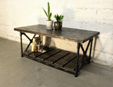 Houston Industrial Vintage  Rectangle Pipe Coffee Table  Metal With Reclaimed/aged Wood Finish