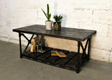 Houston Industrial Vintage  Rectangle Pipe Coffee Table  Metal With Reclaimed/aged Wood Finish