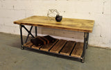 Houston Industrial Vintage  Rectangle Pipe Coffee Table  Metal With Reclaimed/aged Wood Finish