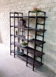 Manhattan Modern Industrial  80-inch Large Open Etagere 6-shelf Pipe Bookcase  Metal With Reclaimed Wood Finish