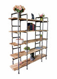 Manhattan Modern Industrial  80-inch Large Open Etagere 6-shelf Pipe Bookcase  Metal With Reclaimed Wood Finish