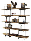 Eugene Industrial Vintage  64-inch Large Storage 5-shelf Pipe Bookcase  Metal And Reclaimed/aged Wood Finish