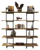 Eugene Industrial Vintage  64-inch Large Storage 5-shelf Pipe Bookcase  Metal And Reclaimed/aged Wood Finish