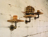 Ames Industrial Vintage  8-inch 3-piece Decorative Wall Mounted Pipe Shelf  Metal And Reclaimed/aged Wood Finish