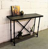 Houston Industrial Vintage  2-tier Pipe Console/sofa Hall Table  Metal And Reclaimed/aged Finished Wood