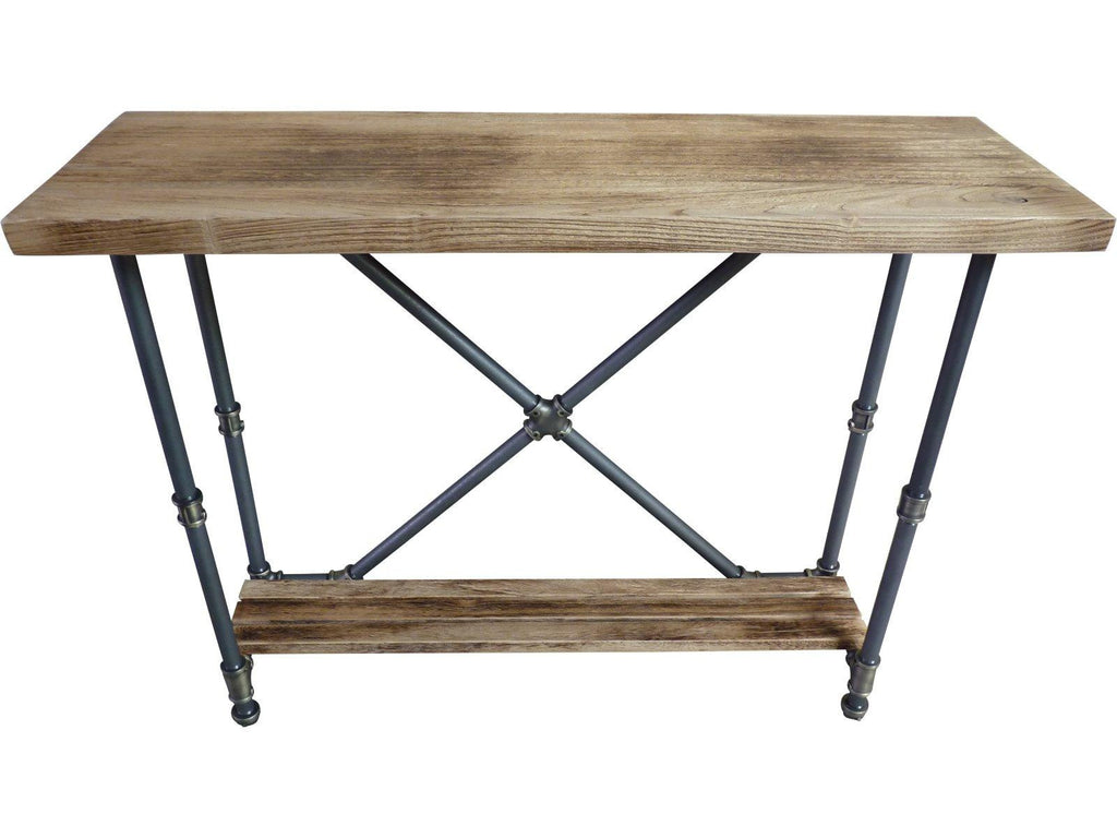 Houston Industrial Vintage  2-tier Pipe Console/sofa Hall Table  Metal And Reclaimed/aged Finished Wood
