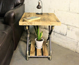 Houston Industrial Vintage  Pipe Side/end Table/bedroom Night Stand  Metal With Reclaimed/ Aged Wood Finish