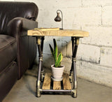 Houston Industrial Vintage  Pipe Side/end Table/bedroom Night Stand  Metal With Reclaimed/ Aged Wood Finish