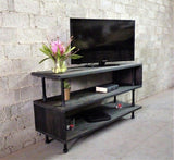 Tuscan Modern Industrial  Tv Stand Living Room Rec Room Office  Metal With Reclaimed-aged Wood Finish