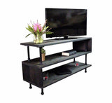 Tuscan Modern Industrial  Tv Stand Living Room Rec Room Office  Metal With Reclaimed-aged Wood Finish