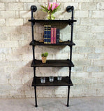 Sacramento Industrial  80-inch Tall Wall Mounted 4-shelf Open Etagere Pipe Bookcase  Metal With Reclaimed Wood Finish