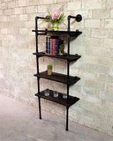 Sacramento Industrial  80-inch Tall Wall Mounted 4-shelf Open Etagere Pipe Bookcase  Metal With Reclaimed Wood Finish